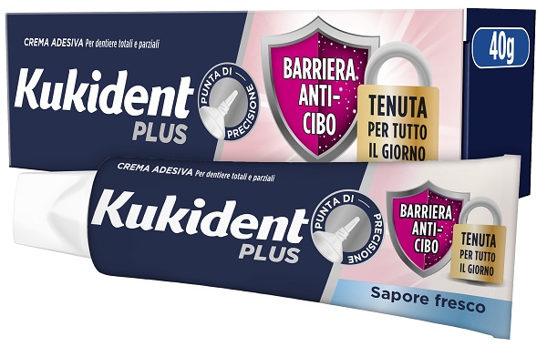 KUKIDENT PLUS BARRIERA ANTI-CIBO FRESCO CREMA ADESIVA DENTIERE 40 G - farmaidea24.com