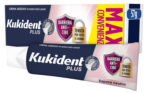 KUKIDENT PLUS BARRIERA ANTI-CIBO NEUTRO CREMA ADESIVA DENTIERE 57 G - farmaidea24.com