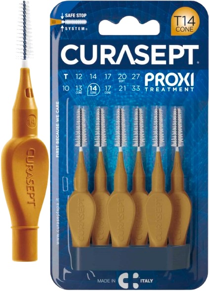 CURASEPT PROXI T14 OCRA/DARK GOLD 6 PEZZI - farmaidea24.com