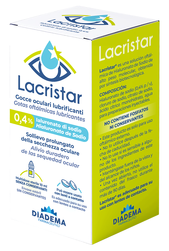 LACRISTAR GOCCE OCULARI LUBRIFICANTI 0,4% IALURONATO DI SODIO MULTIDOSE 10 ML - farmaidea24.com