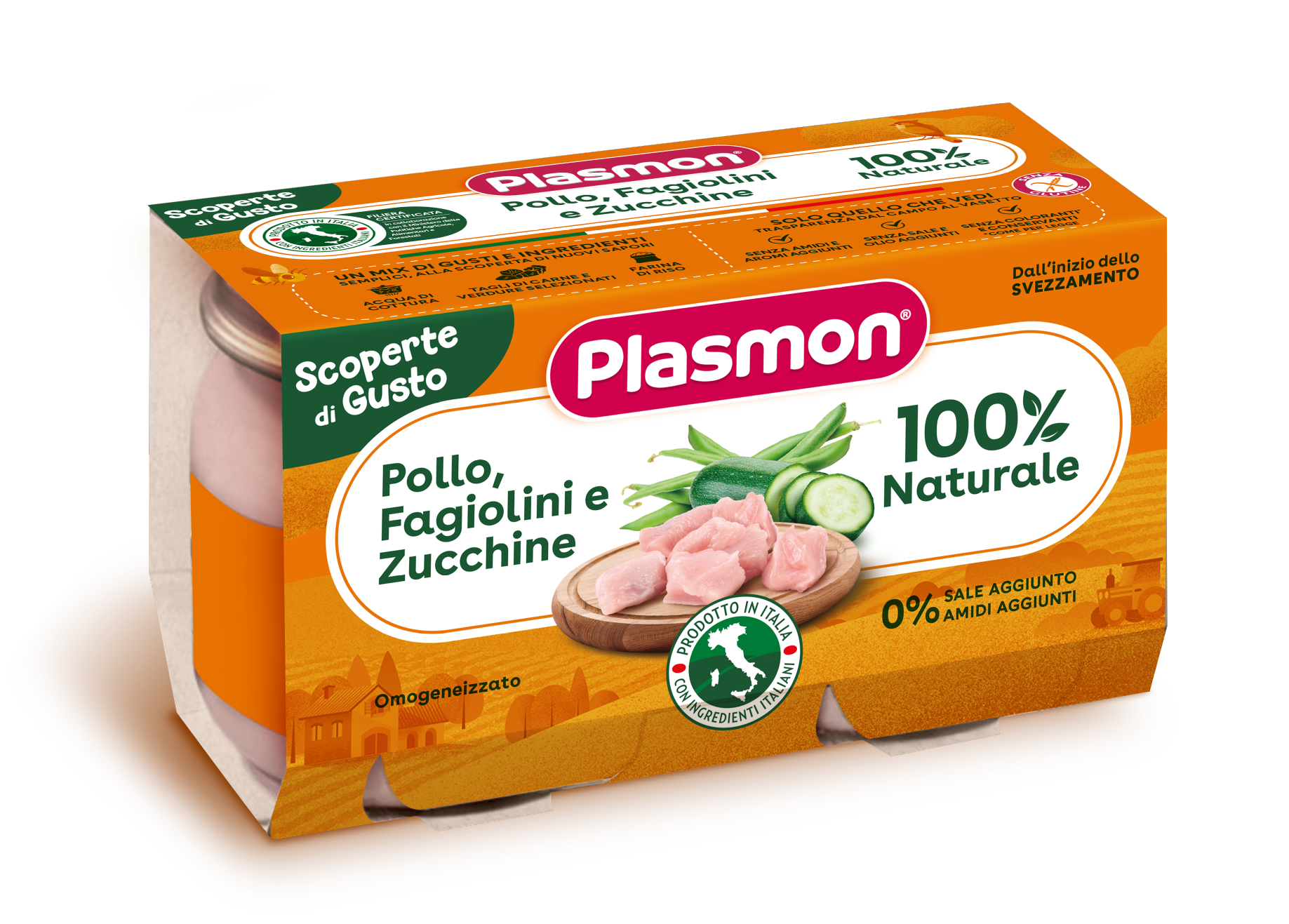 PLASMON OMOGENEIZZATI POLLO FAGIOLINI ZUCCHINE 2 PEZZI DA 120 G - farmaidea24.com