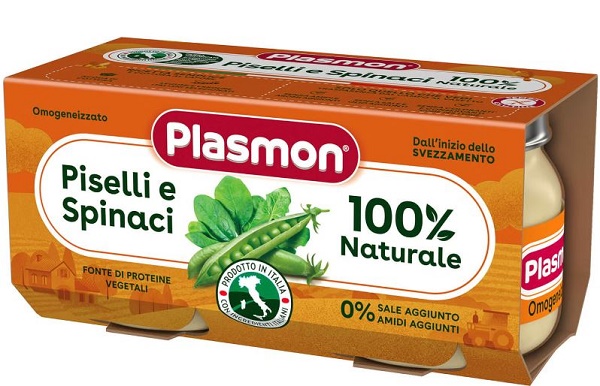 PLASMON OMOGENEIZZATO PISELLI SPINACI 2 PEZZI DA 80 G - farmaidea24.com