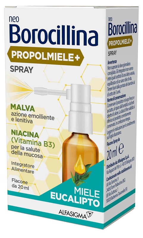 NEOBOROCILLINA PROPOLMIELE+ SPRAY MIELE EUCALIPTO 20 ML - farmaidea24.com