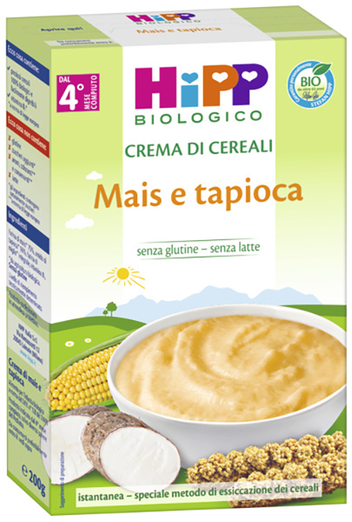 HIPP BIO CREMA CEREALI MAIS/TAPIOCA 200 G - farmaidea24.com