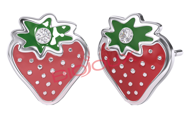 ORECCHINI FRAGOLA WITH SWAROVSKI 1 PAIO - farmaidea24.com
