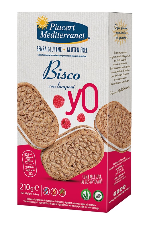PIACERI MEDITERRANEI BISCO YO LAMPONI 210 G - farmaidea24.com