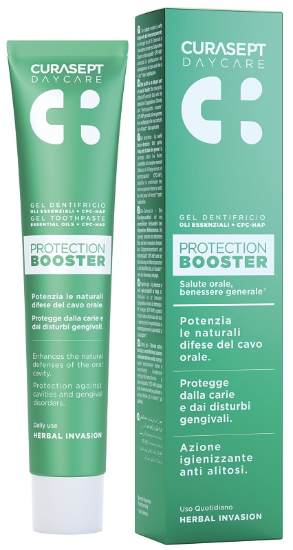 CURASEPT DAYCARE DENTIFRICIO PROTECTION BOOSTER HERBAL INVASION 75 ML - farmaidea24.com