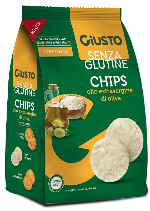 GIUSTO SENZA GLUTINE CHIPS OLIO EXTRAVERGINE DI OLIVA 40 G - farmaidea24.com