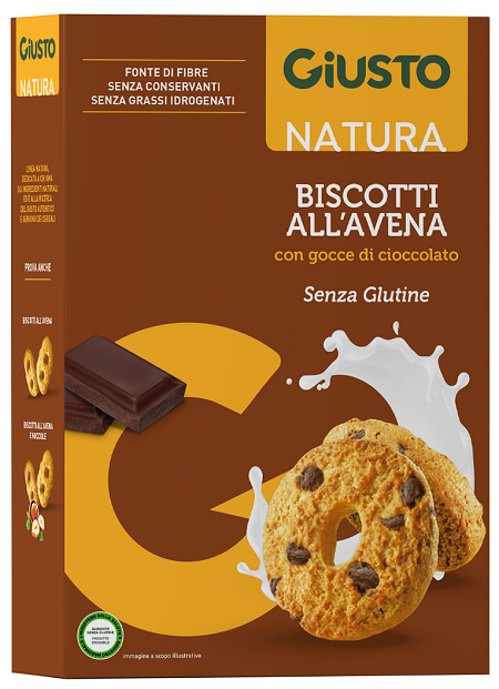 GIUSTO SENZA GLUTINE BISCOTTI AVENA GOCCE CIOCCOLATO 250 G - farmaidea24.com
