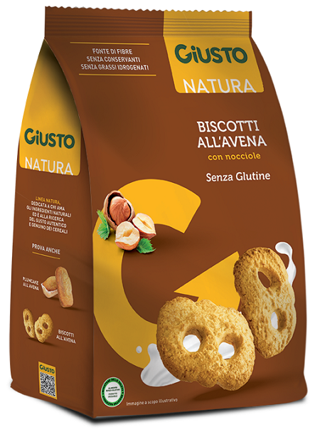 GIUSTO SENZA GLUTINE BISCOTTI AVENA CON NOCCIOLE 250 G - farmaidea24.com