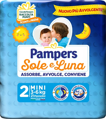 PAMPERS SOLE LUNA MIDINI 21 PEZZI - farmaidea24.com