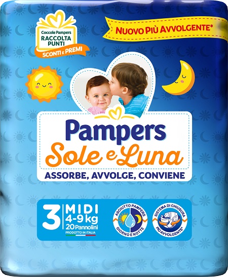 PAMPERS SOLE LUNA MIDIDI 20 PEZZI - farmaidea24.com