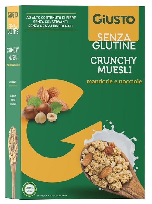 GIUSTO SENZA GLUTINE CRUNCHY MUESLI MANDORLE E NOCCIOLE 375 G - farmaidea24.com