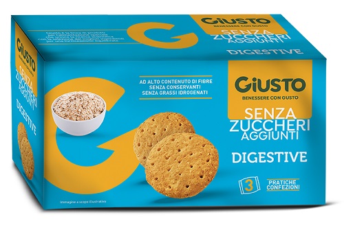 GIUSTO SENZA ZUCCHERO BISCOTTI DIGESTIVE 3 PEZZI DA 75 G - farmaidea24.com