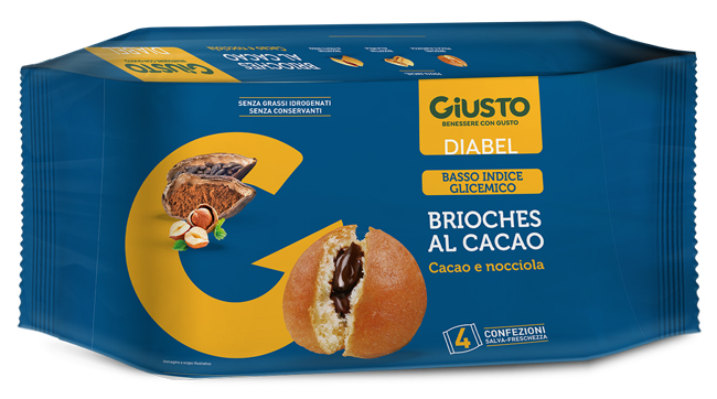 GIUSTO DIABEL BRIOCHE CACAO 4 PEZZI DA 45 G - farmaidea24.com