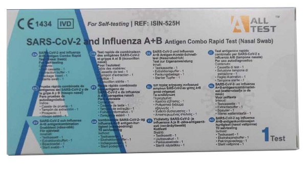 TEST ANTIGENICO RAPIDO COVID-19 ALLTEST AUTODIAGNOSTICO DETERMINAZIONE QUALITATIVA ANTIGENI SARS-COV-2 E INFLUENZA A+B IN TAMPONI NASALI MEDIANTE IMMUNOCROMATOGRAFIA - farmaidea24.com