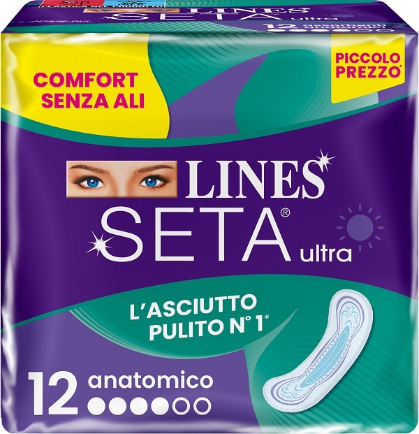 LINES SETA ULTRA ASSORBENTI ANATOMICO DWCT 12 PEZZI - farmaidea24.com