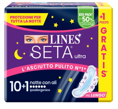 LINES SETA ULTRA ASSORBENTI NOTTE CP 10+1 PEZZI - farmaidea24.com