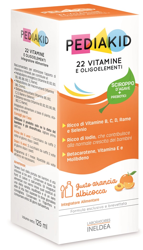 PEDIAKID 22 VITAMINE E OLIGOELEMENTI SCIROPPO 125 ML - farmaidea24.com