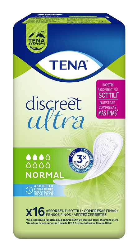 PANNOLONE SAGOMATO TENA DISCREET ULTRA NORMAL 16 PEZZI - farmaidea24.com