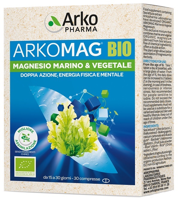 ARKOMAG BIO MAGNESIO MARINO & VEGETALE 30 COMPRESSE - farmaidea24.com
