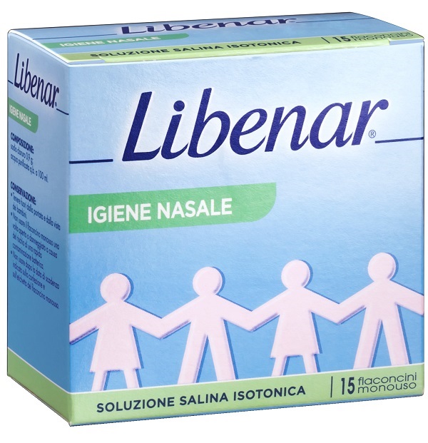 SOLUZIONE SALINA ISOTONICA 0,9% LIBENAR PER IGIENE NASALE 15 FLACONCINI MONOUSO X 5 ML - farmaidea24.com
