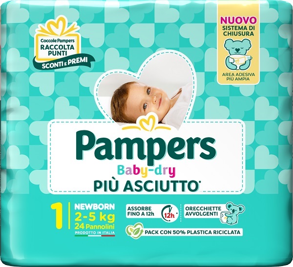 PAMPERS BABY DRY PANNOLINO NEWBORN 24 PEZZI - farmaidea24.com