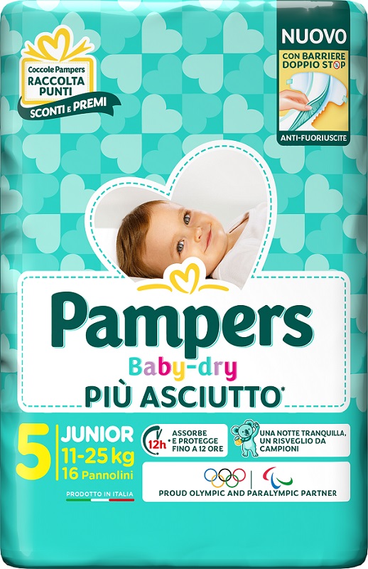 PAMPERS BABY DRY PANNOLINO DOWNCOUNT JUNIOR 16 PEZZI - farmaidea24.com