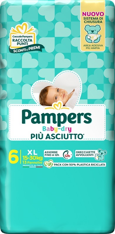 PAMPERS BABY DRY PANNOLINO DOWNCOUNT XL 13 PEZZI - farmaidea24.com