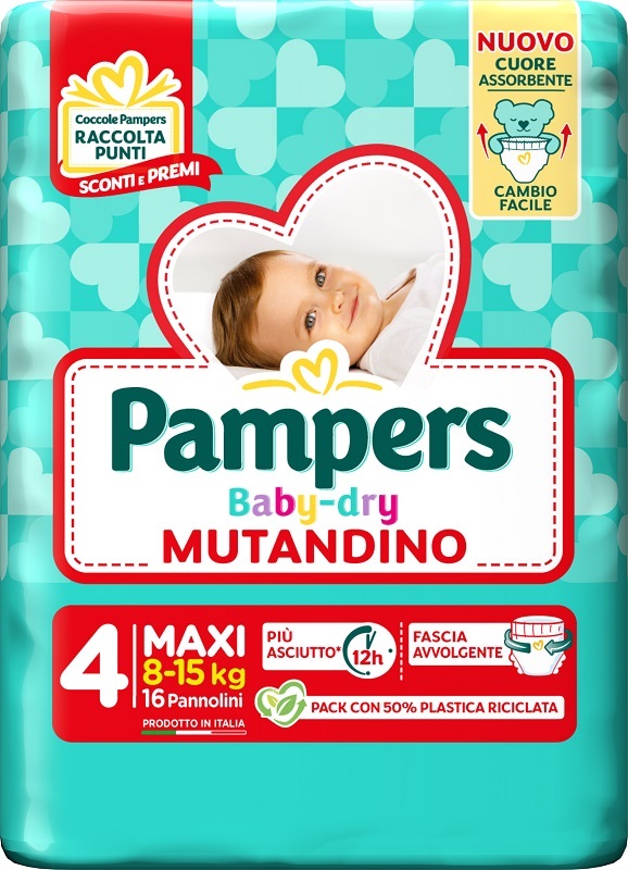 PAMPERS BABY DRY PANNOLINO MUTANDINA MAXI SMALL PACK 16 PEZZI - farmaidea24.com