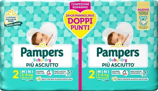 PAMPERS BABY DRY PANNOLINO DUO DOWNCOUNT MINI 48 PEZZI - farmaidea24.com