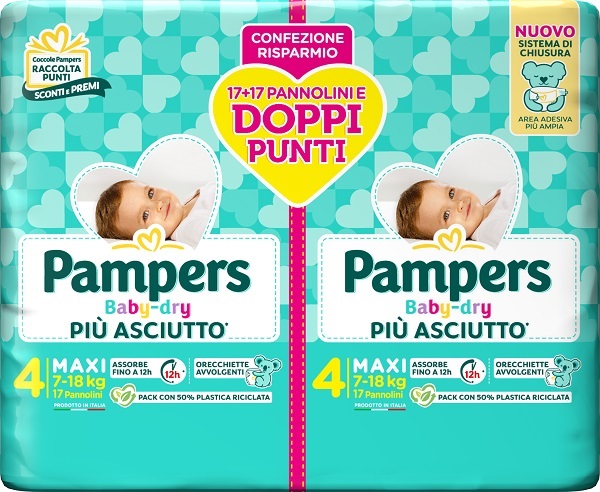 PAMPERS BABY DRY PANNOLINO DUO DOWNCOUNT MAXI 34 PEZZI - farmaidea24.com