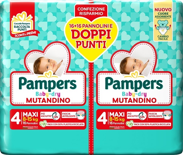 PAMPERS BABY DRY PANNOLINO MUTANDINA MAXI DUO DOWNCOUNT 32 PEZZI - farmaidea24.com