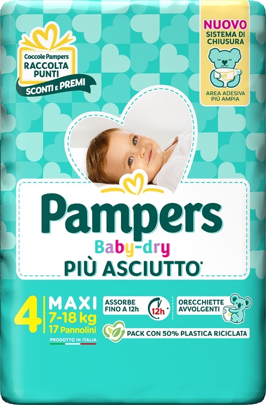 PAMPERS BABY DRY PANNOLINO DOWNCOUNT MAXI 17 PEZZI - farmaidea24.com