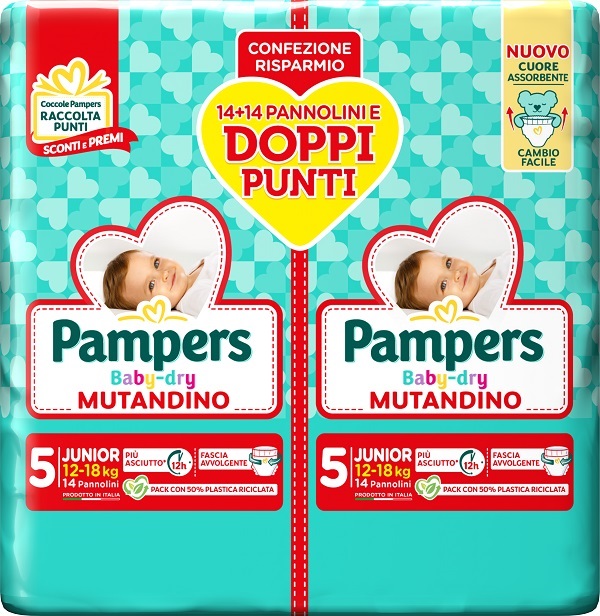 PAMPERS BABY DRY PANNOLINO MUTANDINA JUNIOR DUO DOWNCOUNT 28 PEZZI - farmaidea24.com