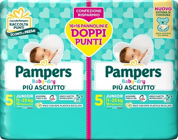 PAMPERS BABY DRY PANNOLINO DUO DOWNCOUNT JUNIOR 32 PEZZI - farmaidea24.com