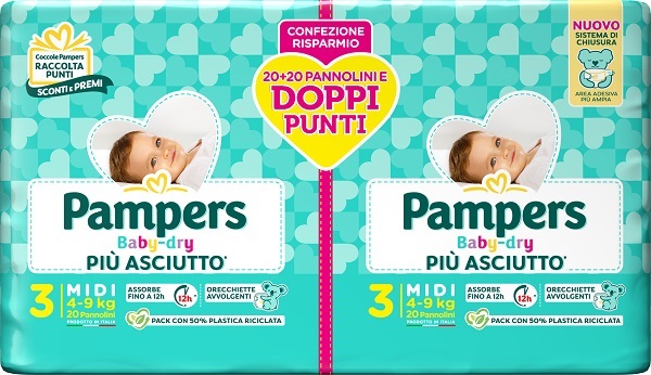 PAMPERS BABY DRY PANNOLINO DUO DOWNCOUNT MIDI 40 PEZZI - farmaidea24.com