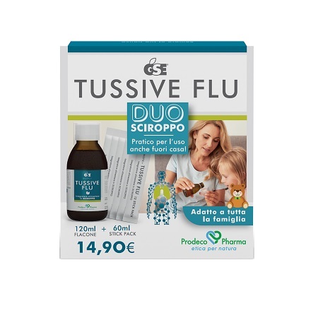 GSE TUSSIVE FLU DUO FLACONE+6 STICK PACK MONODOSE - farmaidea24.com