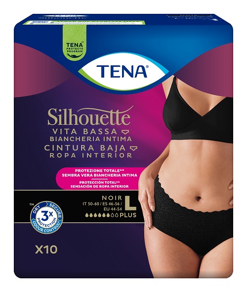 PANNOLONE A MUTANDINA ASSORBENTE TENA SILHOUETTE NOIR L VITA BASSA 10 PEZZI - farmaidea24.com