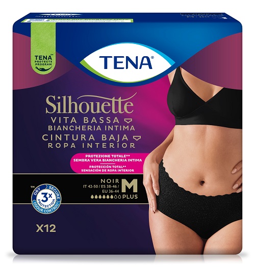 PANNOLONE A MUTANDINA ASSORBENTE TENA SILHOUETTE NOIR M VITA BASSA 12 PEZZI - farmaidea24.com
