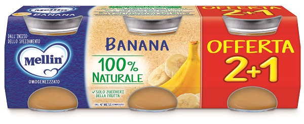 MELLIN OMOGENEIZZATO BANANA 3 PEZZI DA 100 G - farmaidea24.com