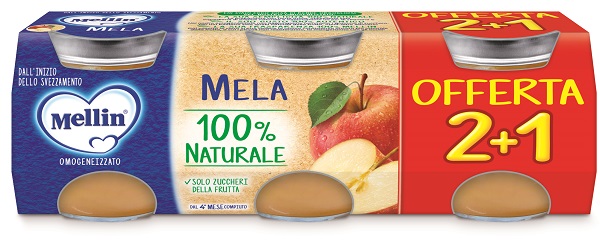 MELLIN OMOGENEIZZATO MELA 3PZ DA 100 G - farmaidea24.com