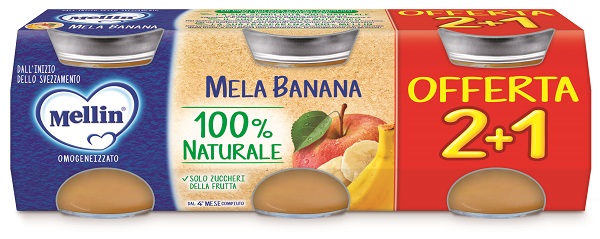 MELLIN OMOGENEIZZATO MELA BANANA 3 PEZZI DA 100 G - farmaidea24.com