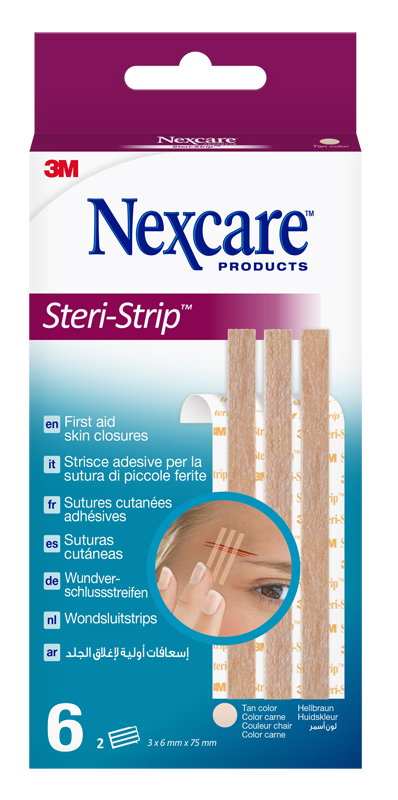 STRISCIA ADESIVA SUTURA PICCOLE FERITE NEXCARE STERI-STRIP CARNE 6X75 MM 6 PEZZI - farmaidea24.com
