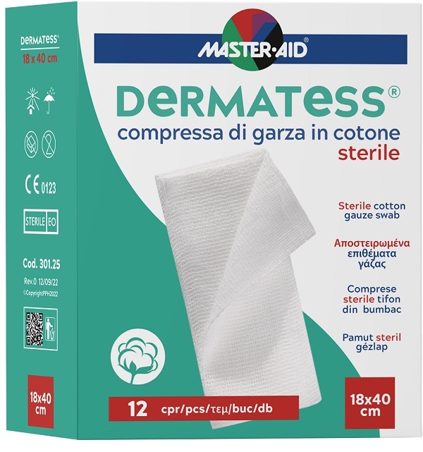 GARZA IDROFILA DERMATESS COTONE 18X40 12 PEZZI - farmaidea24.com