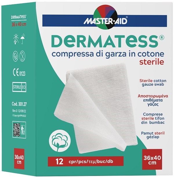 GARZA COMPRESSA DERMATESS IN COTONE 36X40CM 12 PEZZI - farmaidea24.com