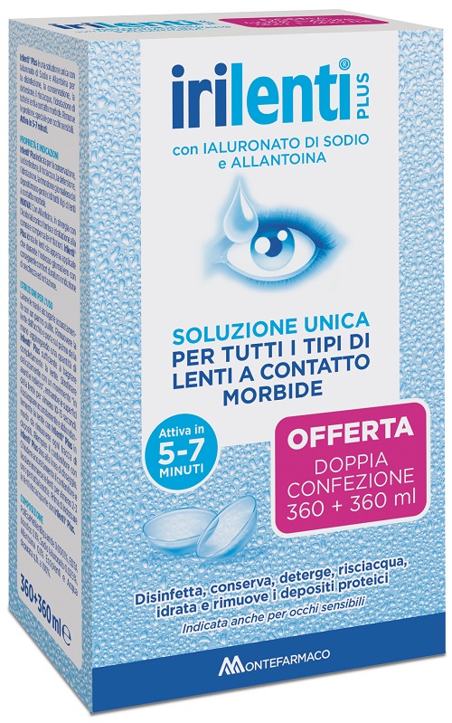 SOLUZIONE UNICA PER LENTI A CONTATTO IRILENTI 2 PEZZI DA 360 ML - farmaidea24.com