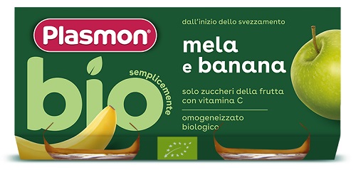 PLASMON OMOGENEIZZATO BIO BANANA MELA 2 VASETTI X 80 G - farmaidea24.com