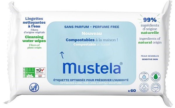 MUSTELA SALVIETTE ACQUA COMPOSTABILI SENZA PROFUMO 60 PEZZI - farmaidea24.com