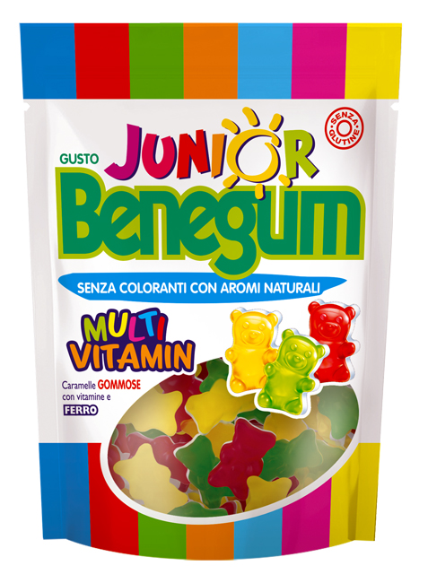 BENEGUM JUNIOR MULTIVITAMIN CARAMELLE GOMMOSE CON VITAMINE E FERRO 90 G - farmaidea24.com